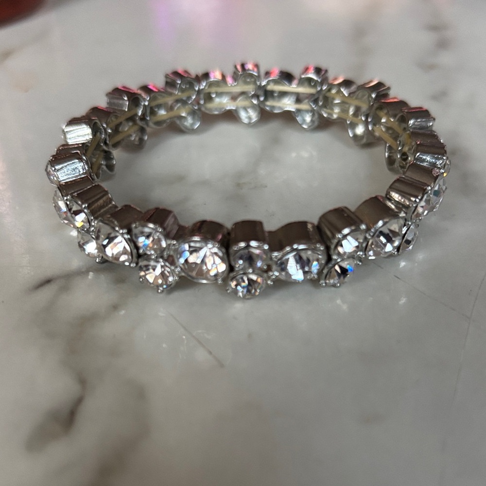 Silver Crystal Stretch Bracelet - Women Jewelry